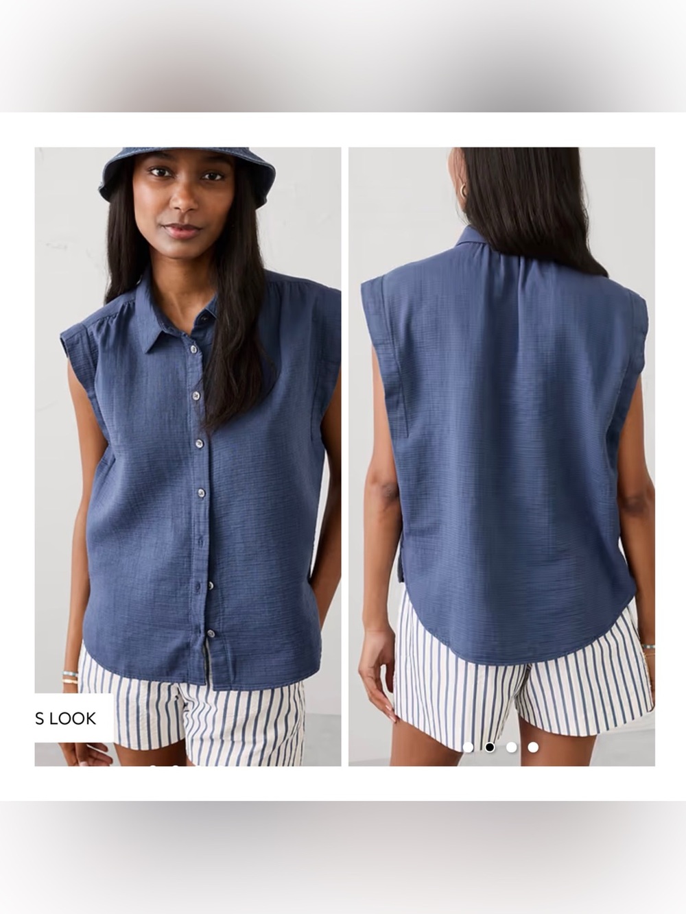 Banana Republic Factory Medium Gauze Soft-Gathered Shirt In Oceana Blue